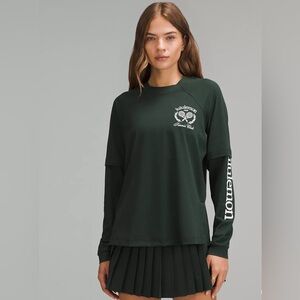 NWT - Lululemon Layered Long-Sleeve T-Shirt Tennis Club (Legacy Green/White)